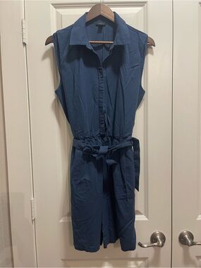 Ann Taylor Sleeveless Blue Shirt Romper
